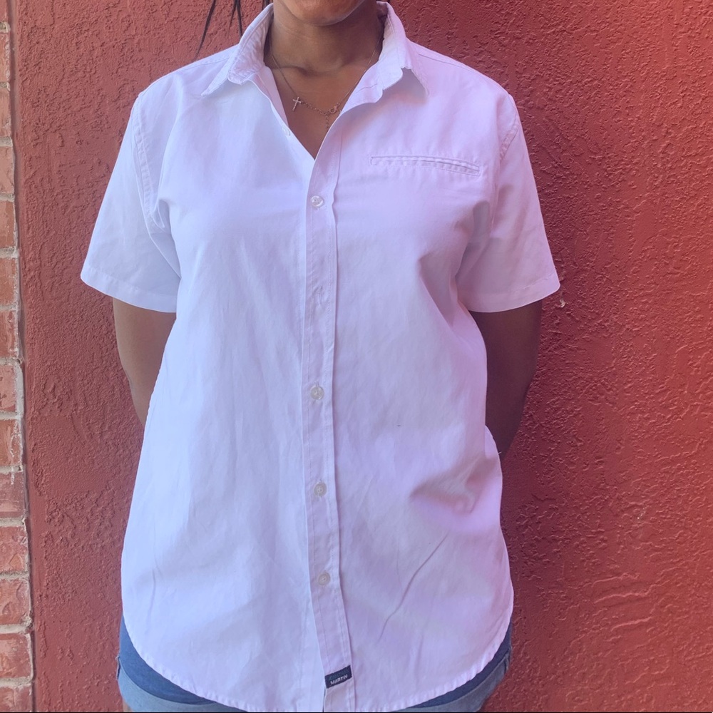 All white button down